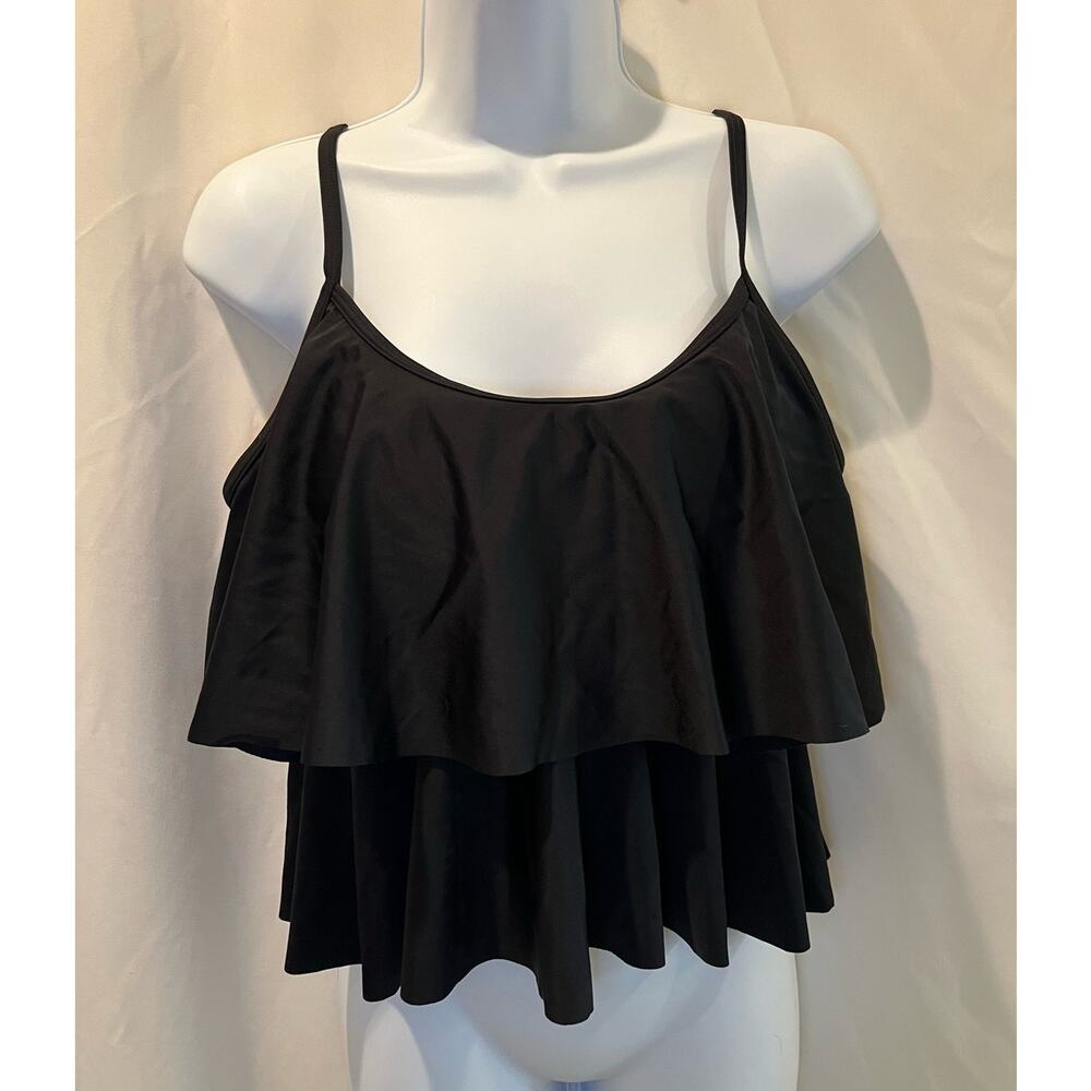 Beachsissi Ruffle Swim Top - Solid Black - NWT - Size L